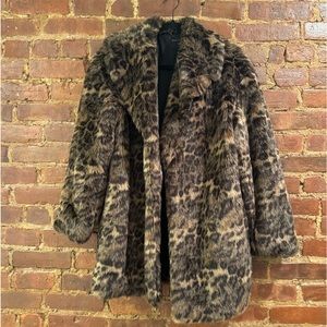 All Saints Leopard faux fur coat.